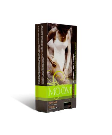 MOOM - Express Natural Wax Strips  Pre-Waxed Hair Removal Kit  Ready-to-Use Legs  Bikini  face and Body Wax Strips with Finishing Oil  For On-the-Go Waxing  1 Pack of 10 Double-Sided Strips 20 count 20 Count (Pack of 1)