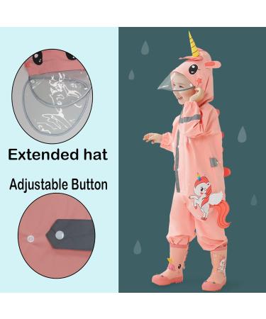 Fewlby Kids Puddle Suit XL/5-6 Years Pink - Waterproof Hooded Rain Suit for Boys and Girls - Toddler Muddy Suit - Cartoon Romper - Rainwear - Buy Online on GoSupps.com