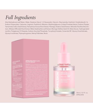 APRILSKIN Pink Aloe Mucin Serum 1.01 fl.oz (30ml) Hydrating 78% Jeju Aloe Mucin Formula with Non-Sticky Finish for a Glass Glow Look Korean Skincare - Buy Online on GoSupps.com