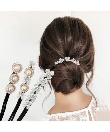 Shell Flower Pearl Hair Bun Maker Set - Elegant Hair Styling Accessories for Women - Buy Online on GoSupps.com