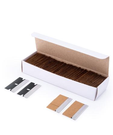FOSHIO 100PCS Black Carbon Steel Single Edge Razor Blades Individually Wrapped Blades for Razor Blade Scraper Removing Labels Stickers Decals Gasket Cleaning Glass Stove Top Window