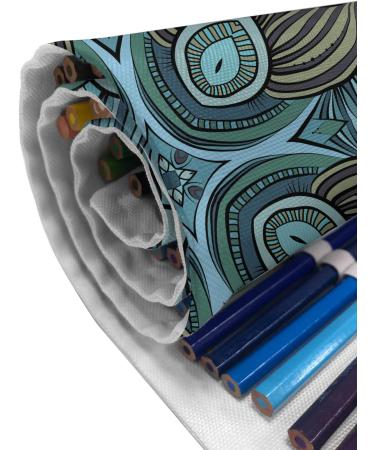 ABAKUHAUS etnico Roll Up Pencil Case Aqua Color Palette Hippie Durable & Portable Pencil Organizer 48 Holes Multicolor - Buy Online on GoSupps.com