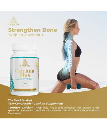 TURNER Calcium Plus: All-Natural Marine Calcium Supplement with Vitamins K2 & D3 - 90 Capsules - Buy Online on GoSupps.com