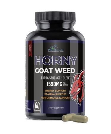 Horny Goat Weed Extra Strength - with Maca, L-Arginine, Ginseng - Boost Desire, Performance, Stamina, Energy, Non-GMO Formula, 60 Capsules