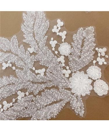 2 Pcs White Sequin Crystal Beaded Appliques - 3D Floral Embroidery Patches for Wedding Dress and DIY Crafts - Buy Online on GoSupps.com