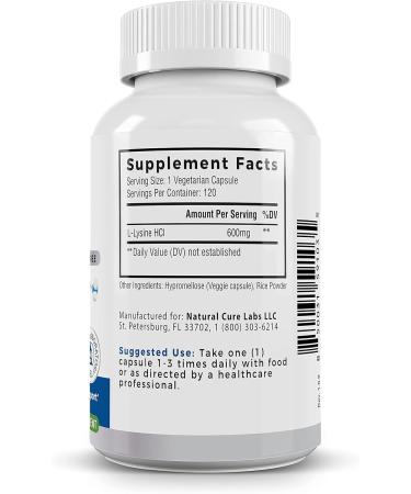Buy Clean L-Lysine 600mg - Vegan Non-GMO Gluten-Free Capsules | 120 Count - Fast International Shipping - Buy Online on GoSupps.com