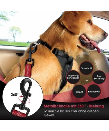 Eyin 3-in-1 Dog Seat Belt - Reflective Elastic Nylon Compatible with All Breeds & Car Seats 90cm Red - Safe Travel Solution - Buy Online on GoSupps.com