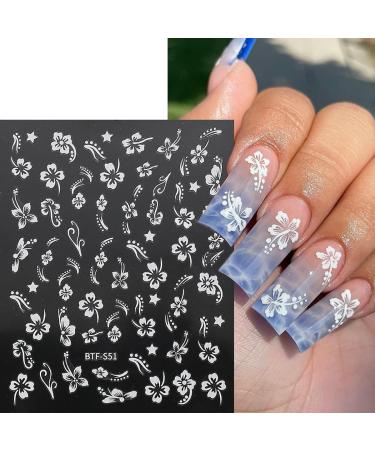 6 Sheets Flower Nail Stickers - 3D Self-Adhesive Hibiscus Nail Art Decals for Summer Designs - Perfect for Women & Girls DIY Acrylic Nails - Buy Online on GoSupps.com