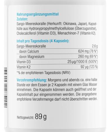Effective Nature Sango Sea Corals + Vitamin D3 & K2 - Vegan Calcium & Magnesium Supplement - 120 Capsules for Optimal Bone Health & pH Balance - Buy Online on GoSupps.com