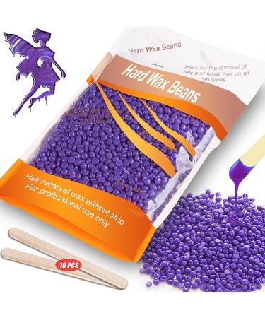 Hard Wax Beads for Hair Removal - Professional Painless Depilatory Brazilian Wax Beans with 10 Wax Sticks for Wax Warmer Kit Hard Wax Kit for Bikini Facial All Body Zone