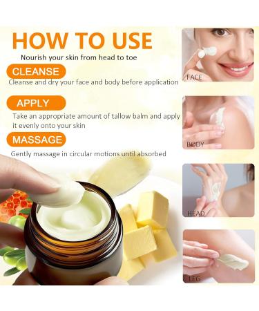 Beef Tallow Skincare Lot de 2 cr mes bio pour le visage et le corps 100 % herbe Fed Beef Tallow hydratation profonde et soin du suif de b uf cr me biologique absorption rapide pour peaux sensibles - Buy Online on GoSupps.com