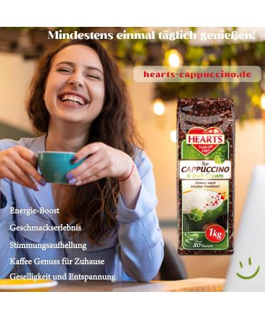 Hearts Cappuccino Irish Cream Pack of 2 (2 x 1 kg) instant soluble coffee powder 160 cups enjoyment according to Irish tradition - Buy Online on GoSupps.com