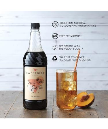 Sugar-Free Sweetbird Peach Iced Tea Syrup (1 Litre) - Vegan Friendly and Refreshing Peach Flavored Syrup - Buy Online on GoSupps.com