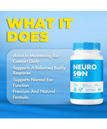 NeuroSon Daily Hearing Health Support with a Clean Natural Ingredients for Ear Health Auditory Comfort & Inner Balance | Easy-to-Swallow NeuroSon Pills for Everyday Use (60 Capsules) - Buy Online on GoSupps.com