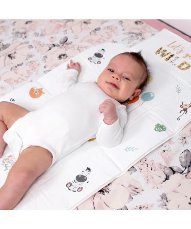 Compact Folding Changing Pad - 77x44 cm Waterproof Washable Travel Mat - White Safari Design - Buy Online on GoSupps.com
