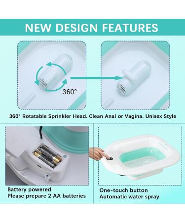 IRWPITW Electric Sitz Bath for Hemorrhoids & Postpartum Care - Foldable Green Basin with Water Spray - Sits Bath Salts Included - Buy Online on GoSupps.com