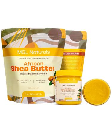 Unrefined African Shea Butter Yellow - 100% Pure Raw Vegan Organic | 1 lb Moisturizing Cream for All Skin & Hair Types - Buy Online on GoSupps.com