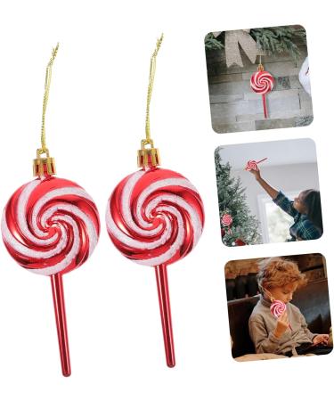 HOLIDYOYO 4pcs Lollipop Pendant Christmas Tree Hanging Peppermint Fake Christmas Candy Lollipops Red Plastic Red 11.60X5.00X1.60CM - Buy Online on GoSupps.com