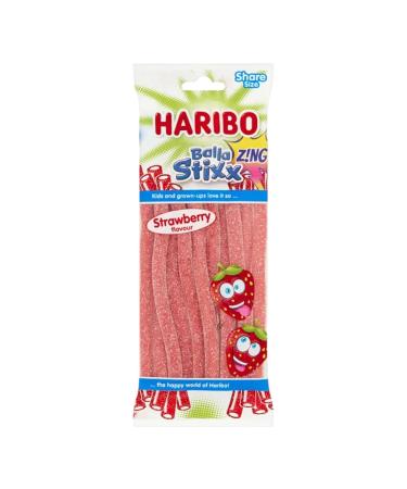 Balla Stixx Zing Strawberry Sugar Coated Gummy Sweets Big Fizzy Laces 140g - 3x Share Bags