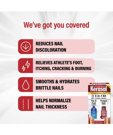 Kerasal 3-in-1 Nail Care Kit - Antifungal Spray & Nail Repair Solution for Nails & Toes - 2 Day Results - 1 oz Spray, 0.43 oz Solution - Buy Online on GoSupps.com