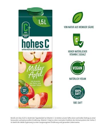 High C Mild Apple Juice 1.5L (Pack of 2) | 100% Juice No Added Sugar Vegan & Vitamin C Boost - Buy Online on GoSupps.com