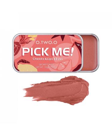 3-in-1 Lipstick Eye Shadow Blush Repairing Palette Rouge Natural Matte Peach Contouring Blusher Cream Blush Cheek Ideal Gel Blush Gift for Women Girl NO.05 ORANGE