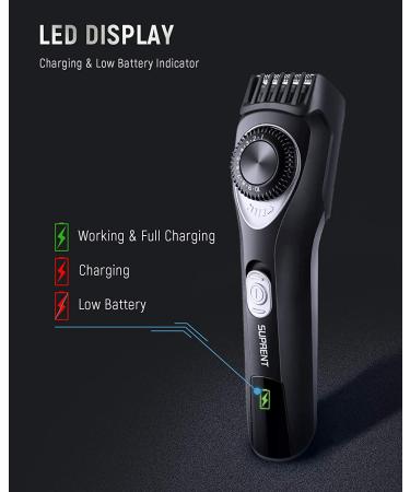 SUPRENT Adjustable Beard Trimmer for Men - Cordless Electric Precision Dial 19 Length Settings Mustache Trimmer - USB Rechargeable - Buy Online on GoSupps.com
