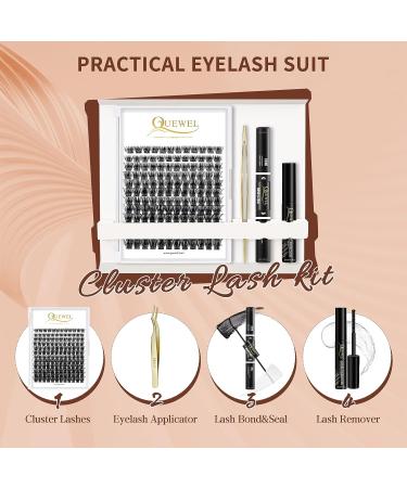 QUEWEL DIY Eyelash Extensions Kit with Lash Clusters & Applicator Tool - Easy Home Application with Super Hold Bond and Remover - Honey01-Kit 144 Pcs - Buy Online on GoSupps.com