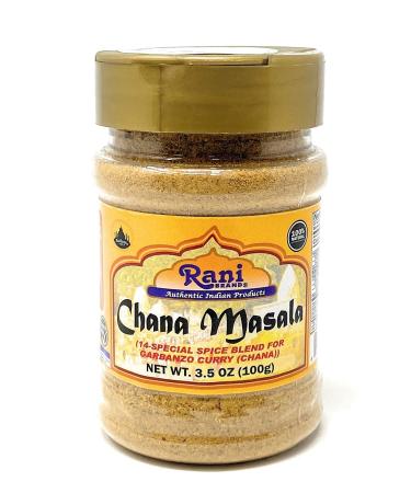 Rani Chana Masala (Garbanzo Curry 15-Spice Blend) 3.5oz (100g) PET Jar  All Natural | Vegan | No Colors | Gluten Friendly | NON-GMO | Indian Origin PET JAR 3.5 Ounce (Pack of 1)