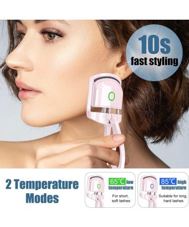 Heated Eyelash Curlers Rapid Heated Lash Curler Quick Natural Curling for Long Lasting with Sensing Heating Silicone Pad 2 Tempreture Setting & USB Rechargeable Eye Lash Curler (Pink) - Buy Online on GoSupps.com