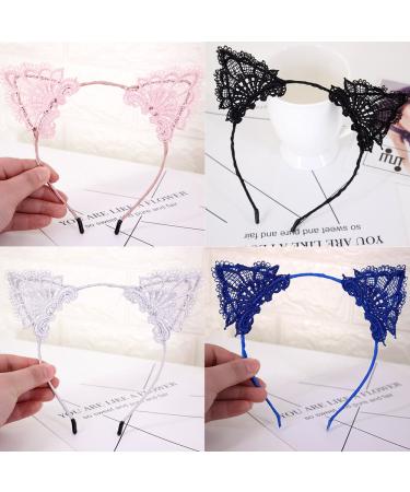 Lace Cat Ears Headband for Girls - Flower Hair Hoop for Kids Parties and Cosplay - Buy Online on GoSupps.com