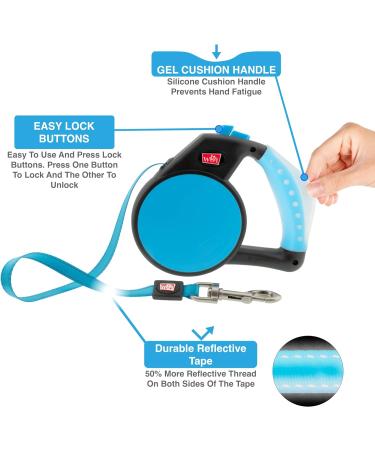 Retractable Gel Dog Leash Handle - Medium Blue - Buy Online on GoSupps.com