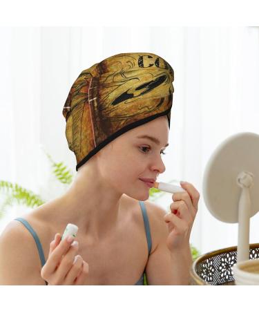 Hair Towel Wrap - Quick Drying Hair Turban with Button | Coffee Vintage Style - Buy Online on GoSupps.com