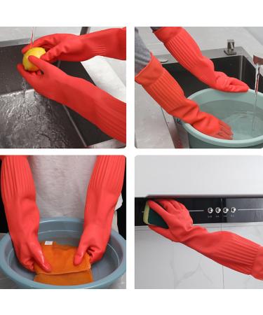 KKRAUS Reusable Cleaning Gloves 3 Pairs Long Rubber Gloves Non-Slip Kitchen Gardening Waterproof Household Gloves for Dishes and Housework (Color : Yellow A Size : Large) Large Yellow A - Buy Online on GoSupps.com