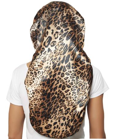 2 Pcs Satin Hair Bonnets for Women - Black Leopard Soft Elastic Sleeping Caps for Braids - Buy Online on GoSupps.com