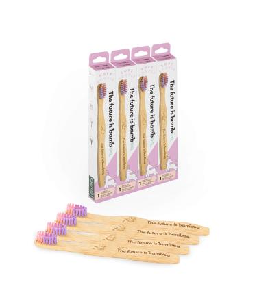 The future is bamboo - 4 Pack Soft Bamboo Unicorn Toothbrush for Kids - Soft Bristle for Sensitive Gum - Aesthetic Wooden Toothbrush with Natural Look for Clean Teeth - Eco-Friendly & Reusable Unicorn Kids