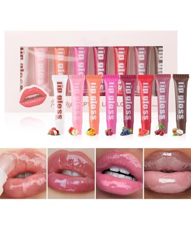  Xinhuju flavored lip gloss set for girls 8 fruit flavored lip oils for dry lips liquid lip gloss fruit flavored lip oil lip gloss c - Buy Online on GoSupps.com
