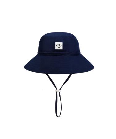 HSYZZY Baby Sun Hat Smile Face Toddler UPF 50+ Sun Protective Bucket hat Nice Beach hat for Baby Girl boy Adjustable Cap 0-6 Months Navy