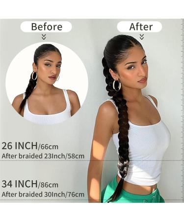 Hair Chignon 26/34 Inch Long Braided Ponytail Lengthening Synthetic Ponytail Headband Harness Wig Piece Bun for Women's Daily Use Messy Bun Hair Piece (Color : Brown Highlights Size : 34inches) - Buy Online on GoSupps.com