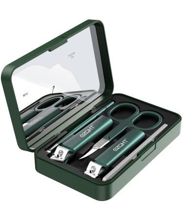 Nice Nail Clipper Set 5-in-1 Premium Grooming Set: Nail File Ear Pick Facial Hair Scissors and Mirror in Elegant Storage Box Manicure Set Nail Clippers Pedicure Kit Slant EDG Toenail Clipper