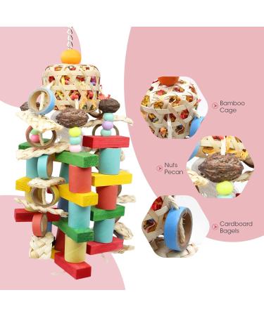 Multi-Colored Parrot Hanging Toys | Chew & Bite Cardboard Accessories for Budgies & Large Birds - M-45cm - Buy Online on GoSupps.com