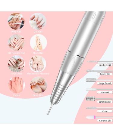 Portable Nail Drill Professional 35000 RPM Rechargeable Electric File for Acrylic Nails - Cordless Efile with Bits Kit in Pink | Ideal for Manicure Salon/Home Use - Buy Online on GoSupps.com