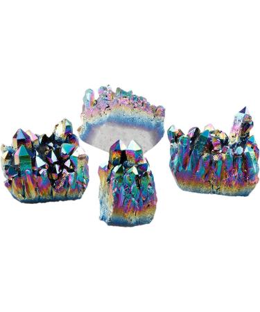 Buy Nupuyai Titanium Coated Bergkristall Druse | Irregular Quartz Geode for Reiki & Feng Shui Decoration - Multicolored Crystal Cluster - Buy Online on GoSupps.com
