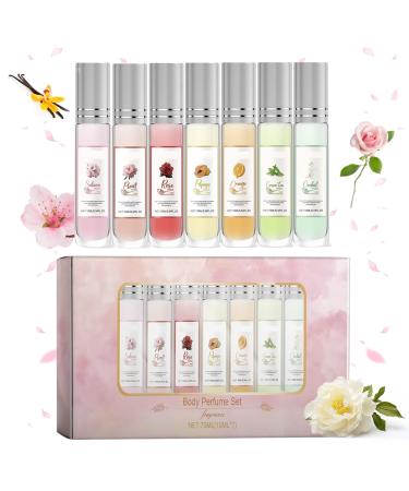 Multi-Fragrance Perfume Gift Set 7 Perfumes for Women Long Lasting Roll on Perfume to Enhance Personal Charm Light Moisturize Travel Size Perfume Set 10ML*7