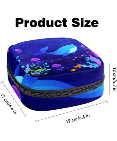 Eco-Friendly Menstruation Pad Bag with Zipper | Underwater Blue Whale Design | Stylish Napkin & Tampon Storage for Women & Girls - Buy Online on GoSupps.com