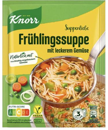 Spring soup with delicious vegetables - Soupliebe - 3 servings - 750ml - German soup for quick preparation no additives springtime with delicious vegetables - Compatible with Knorr - 92g