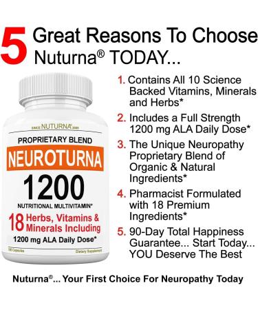 Neuropathy Nerve Nutritional Blend | 1200mg Alpha Lipoic Acid & Benfotiamine | Natural Renew Vitamins | 180 Pills - Buy Online on GoSupps.com