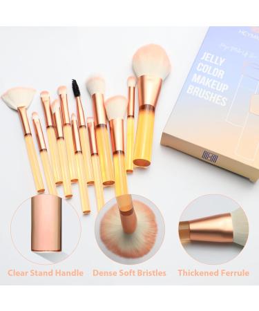 HEYMKGO 12pcs Professional Makeup Brush Set with Triangle Puff Orange - Buy Online on GoSupps.com