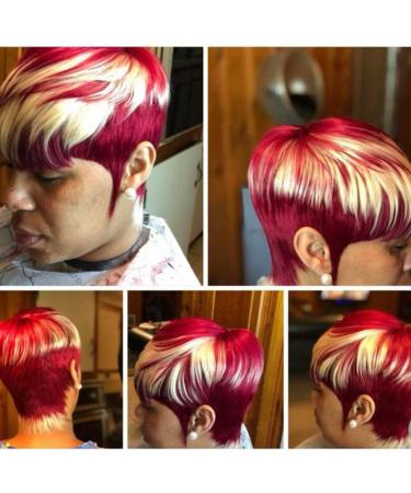 TANGCAI Pixie Cut Wigs for Black Women 99J/613 Blonde Color Short Cut Human Hair Wigs Brazilian Human Hair Wigs for Black Women 150% Density Full Machine Made (99j/613)