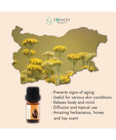 Essences Bulgaria Bio Immortelle Essential Oil 5ml | 100% Natural & Vegan | Undiluted & Bio-Certified | Top Quality Helichrysum Italicum | International Shipping Available - Buy Online on GoSupps.com